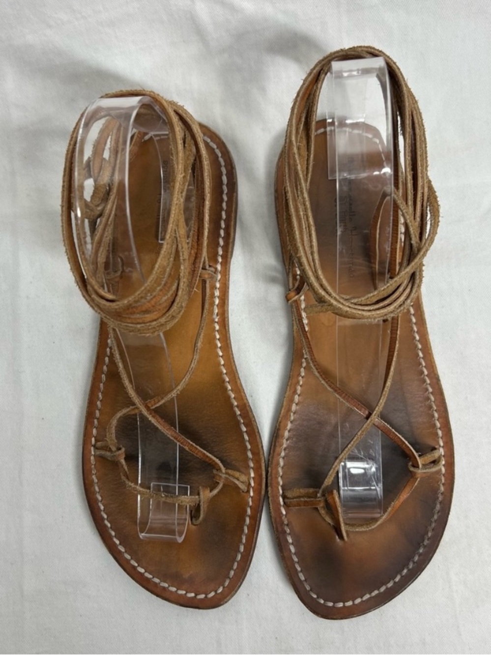 Women's Brown Lace-Up Leather Sandals